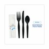 Boardwalk 6-Pc Cutlery Kit, Condiment/Fork/Knife/Napkin/Spoon, HW, Black, PK250 FKTNSHWPSBLA